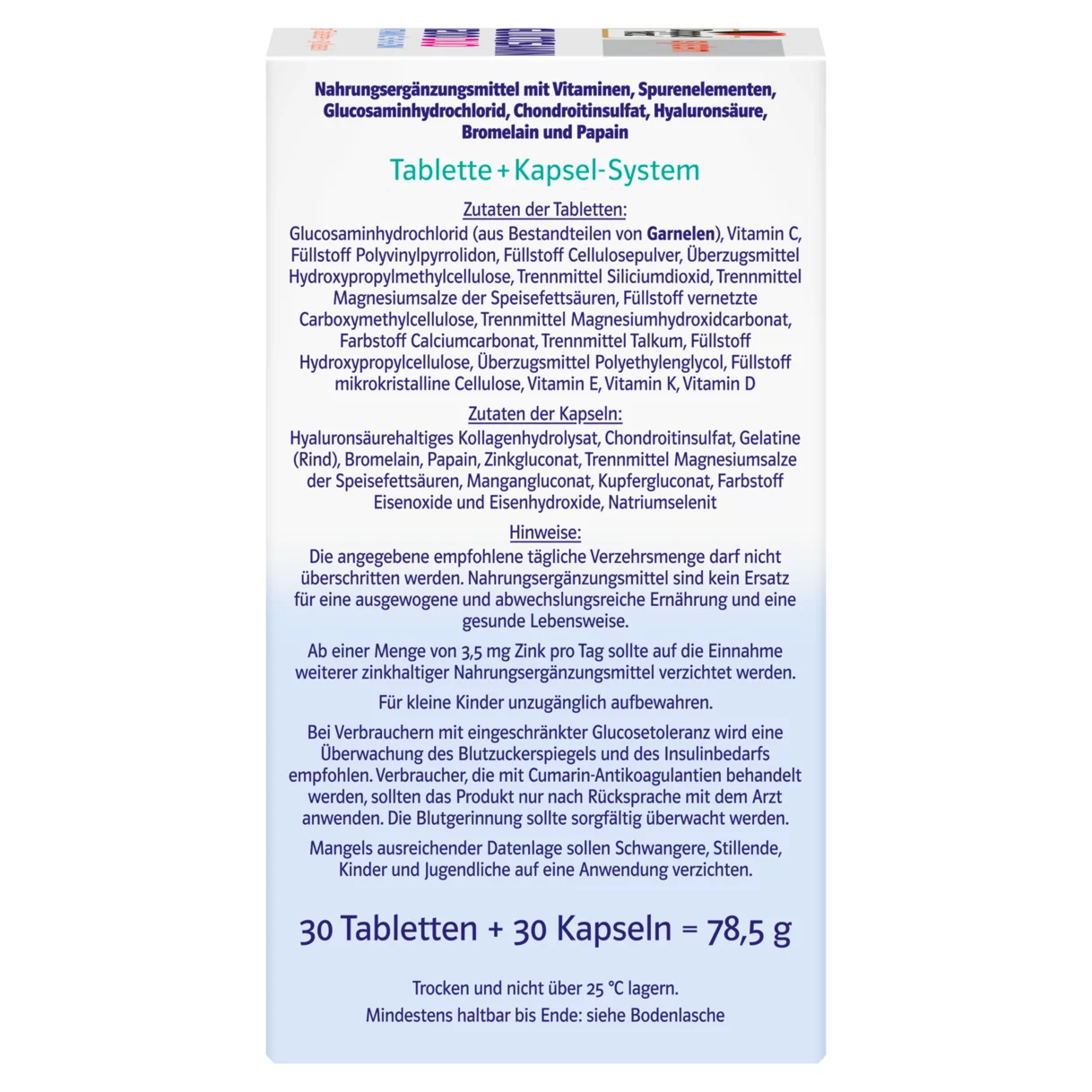 Abbildung der Produktverpackung Doppelherz system GLUCOSAMIN 1200 DUO Seitenansicht rechts